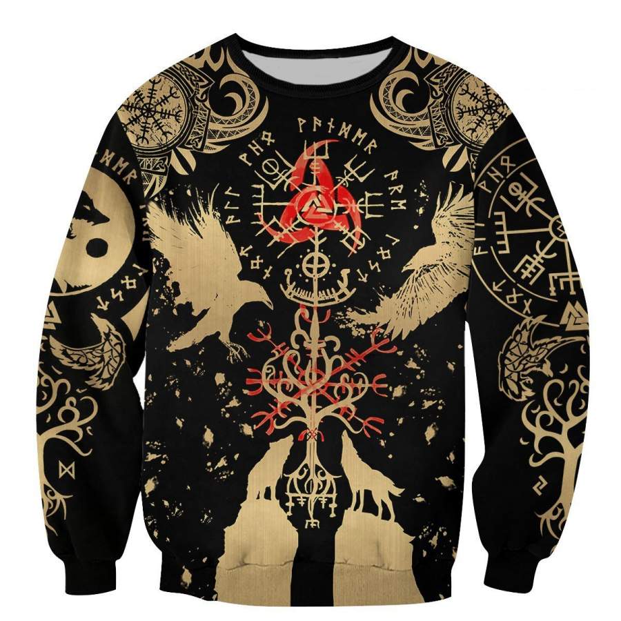 Viking Clothing Vikings Tattoo Style (Gold) Sweatshirt RLT12 - Wonder Print Shop