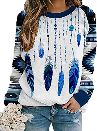 Pattern Blue Dreamcatcher Native American 3D Sweatshirt LT10 - Wonder Print Shop