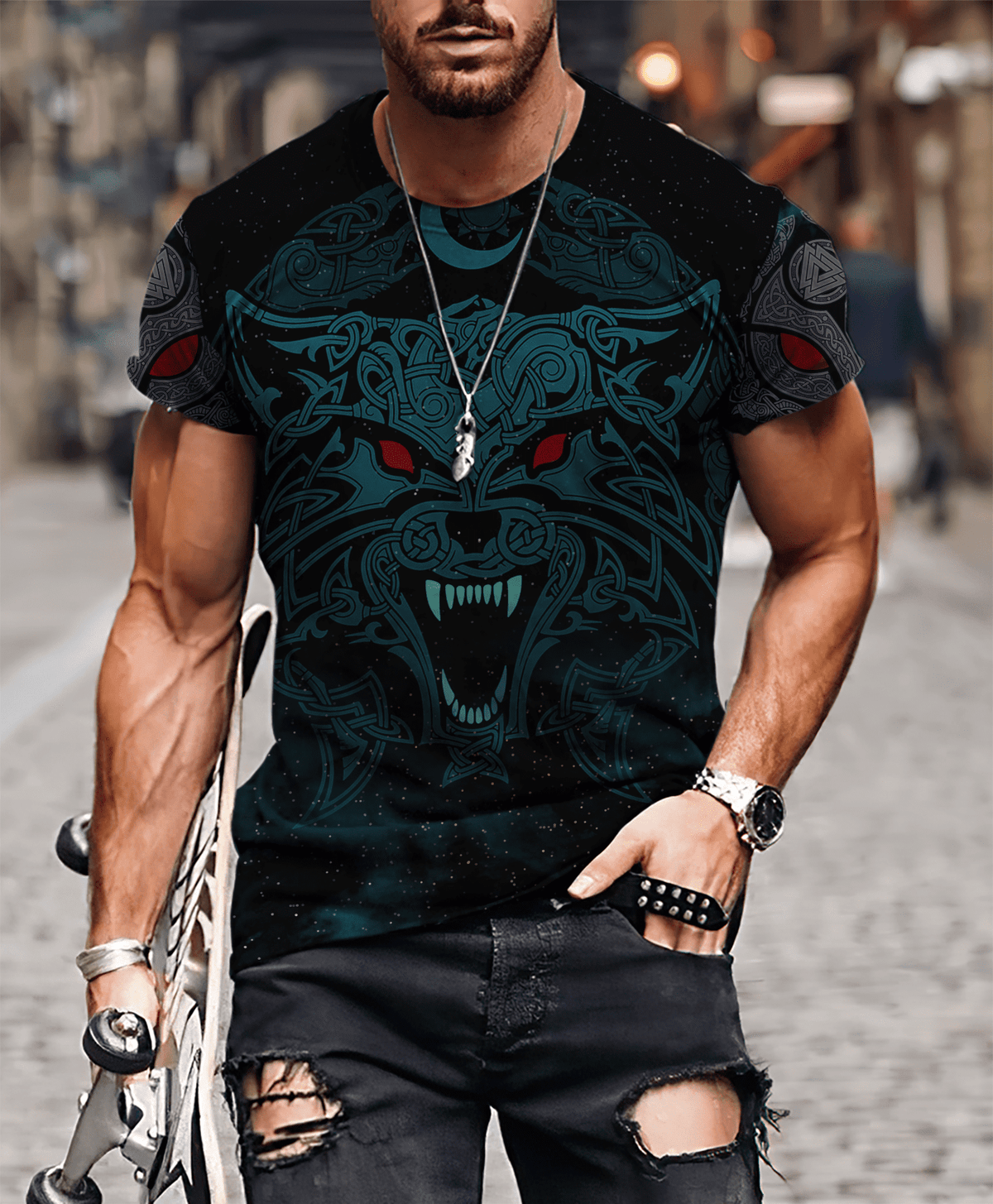 Viking Clothing Wolf Viking 3D T Shirt RLT12 - Wonder Print Shop