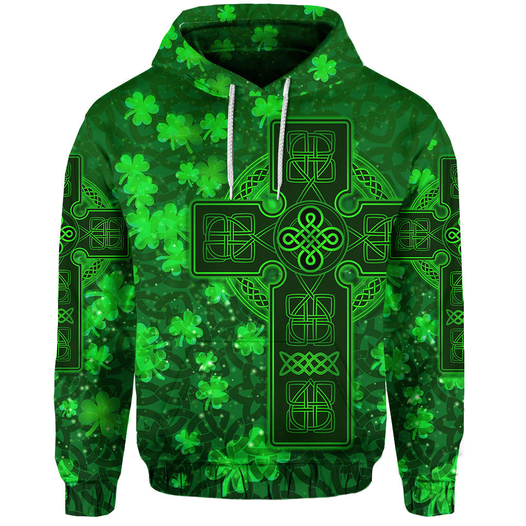 Custom Celtic Cross Hoodie With Shamrock Simple Style LT8 - Wonder Print Shop