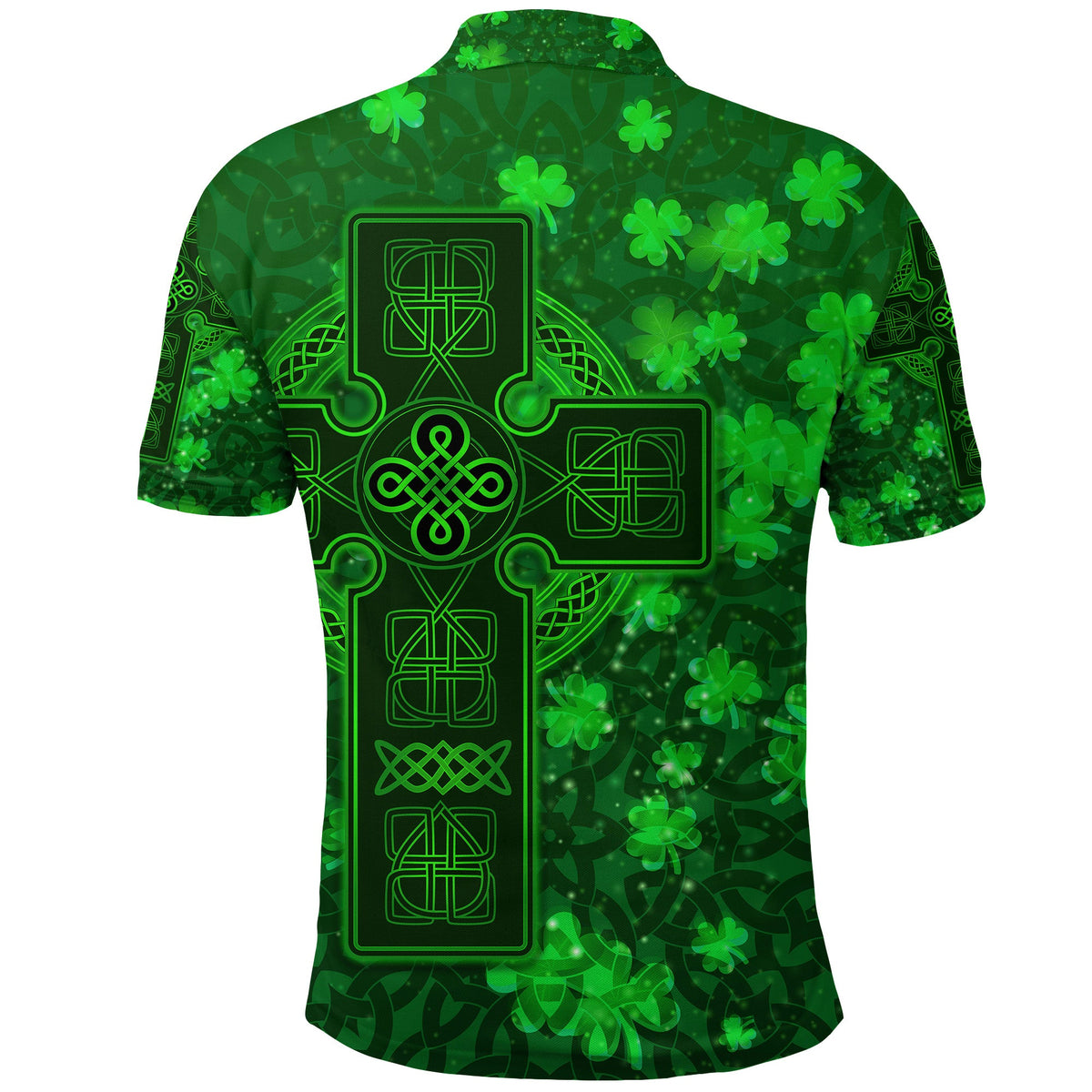 Celtic Cross Polo Shirt With Shamrock Simple Style LT8 - Wonder Print Shop