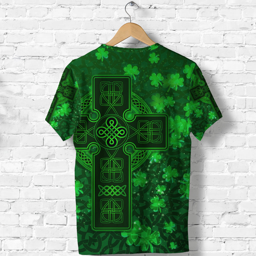 Celtic Cross T Shirt With Shamrock Simple Style LT8 - Wonder Print Shop