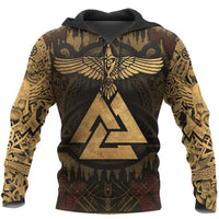 Viking Clothing Viking Golden Huginn Tattoo Art Hoodie RLT12 - Wonder Print Shop