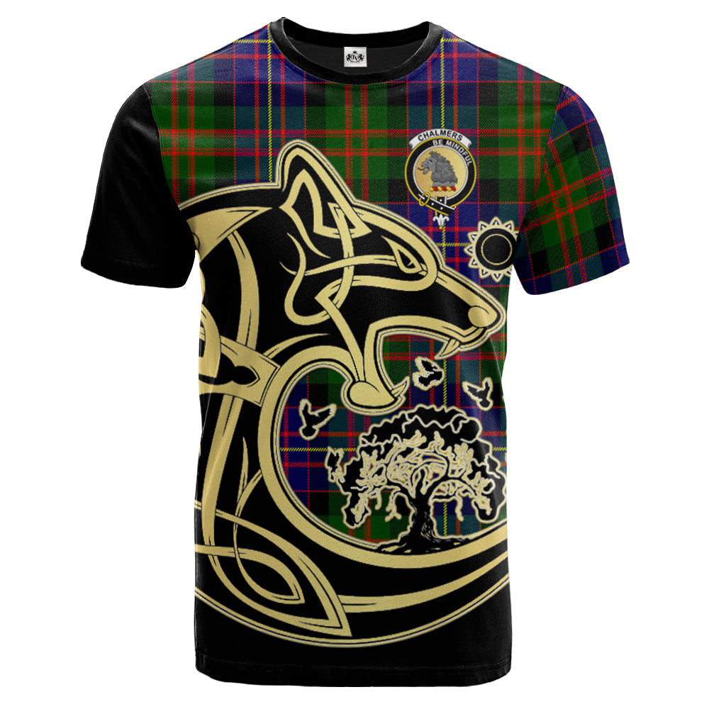 scottish-chalmers-modern-clan-crest-celtic-wolf-tartan-t-shirt