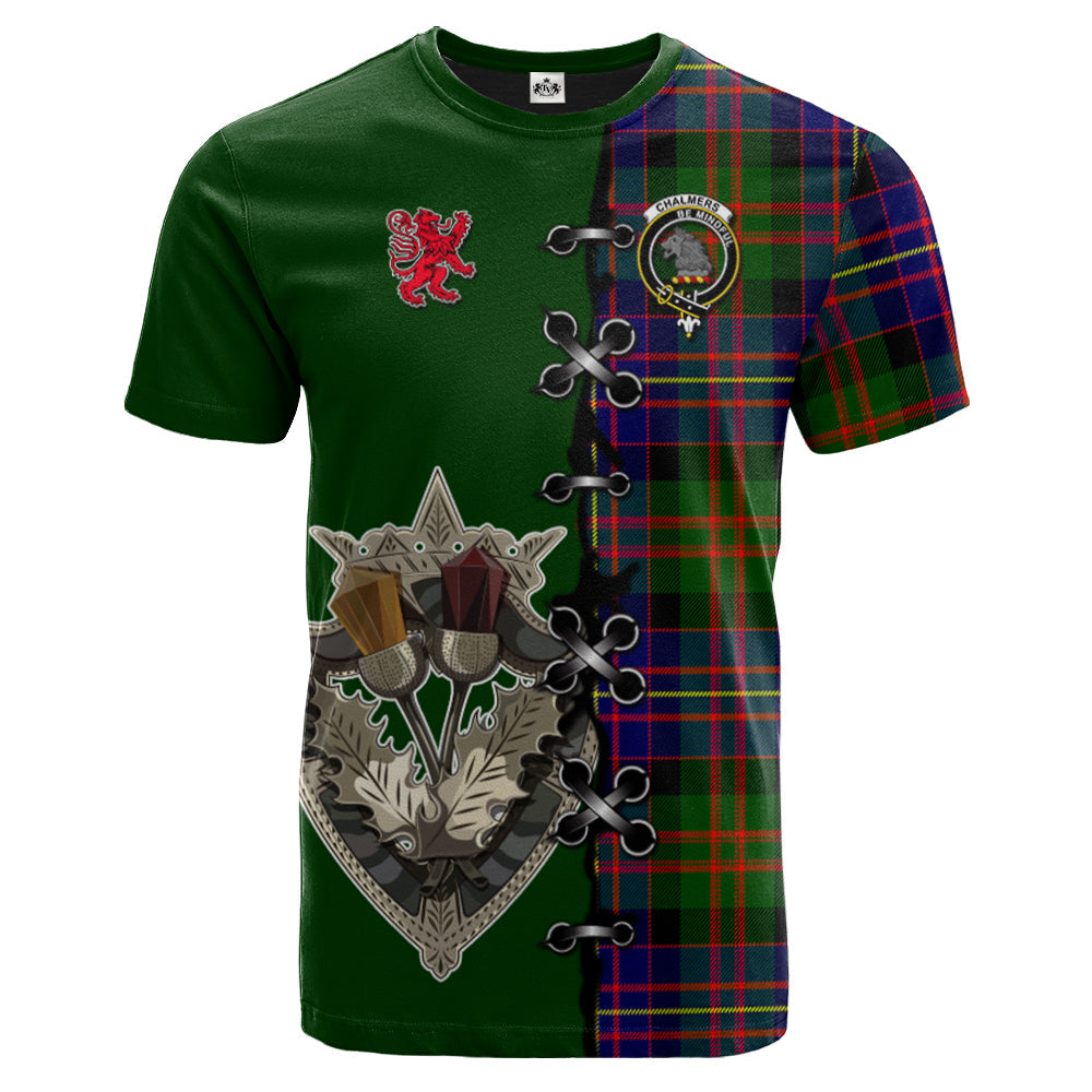 scottish-chalmers-modern-clan-crest-tartan-lion-rampant-and-celtic-thistle-t-shirt