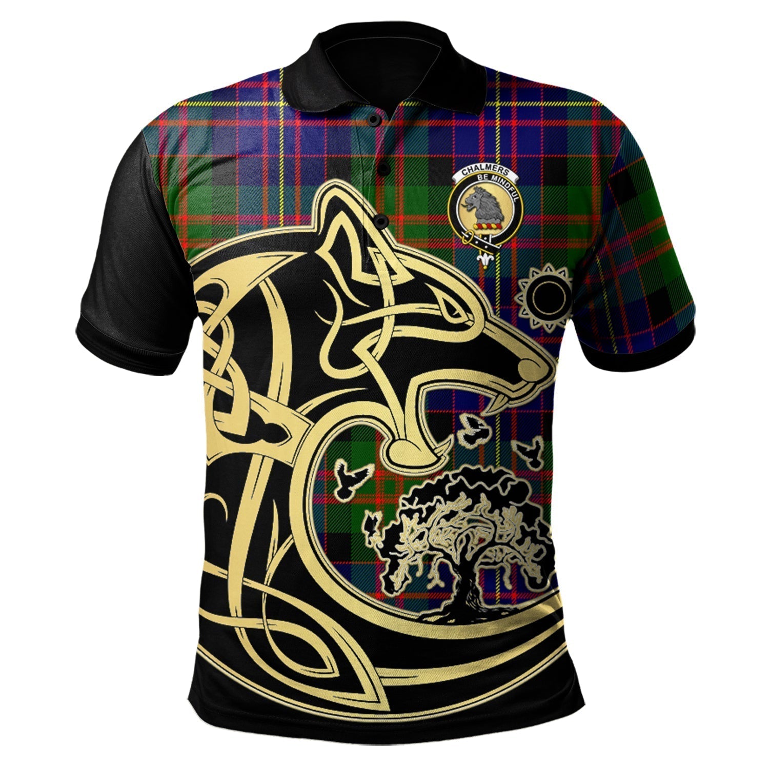 scottish-chalmers-modern-clan-crest-tartan-celtic-wolf-style-polo-shirt