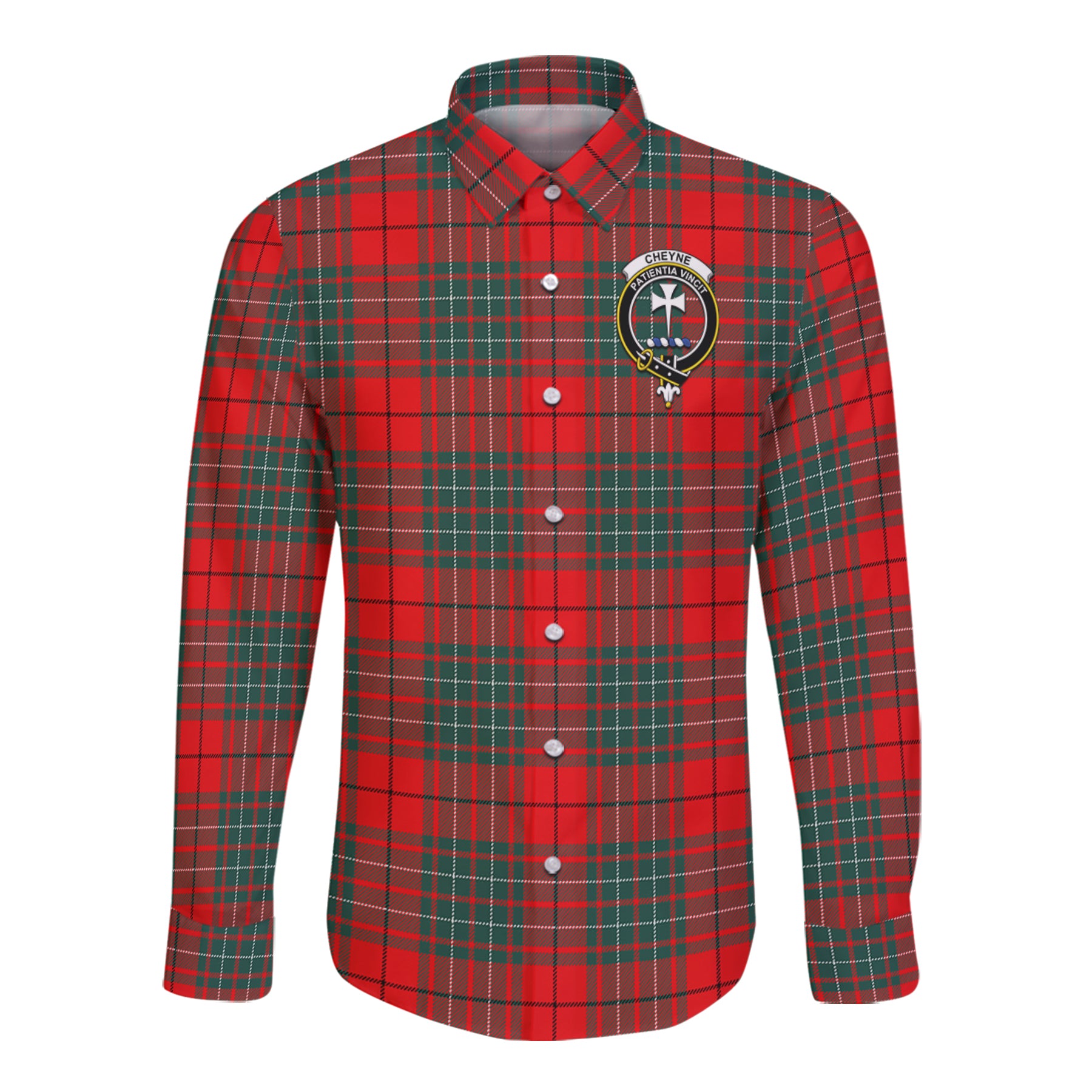 Cheyne Tartan Long Sleeve Button Up Shirt with Scottish Family Crest K23