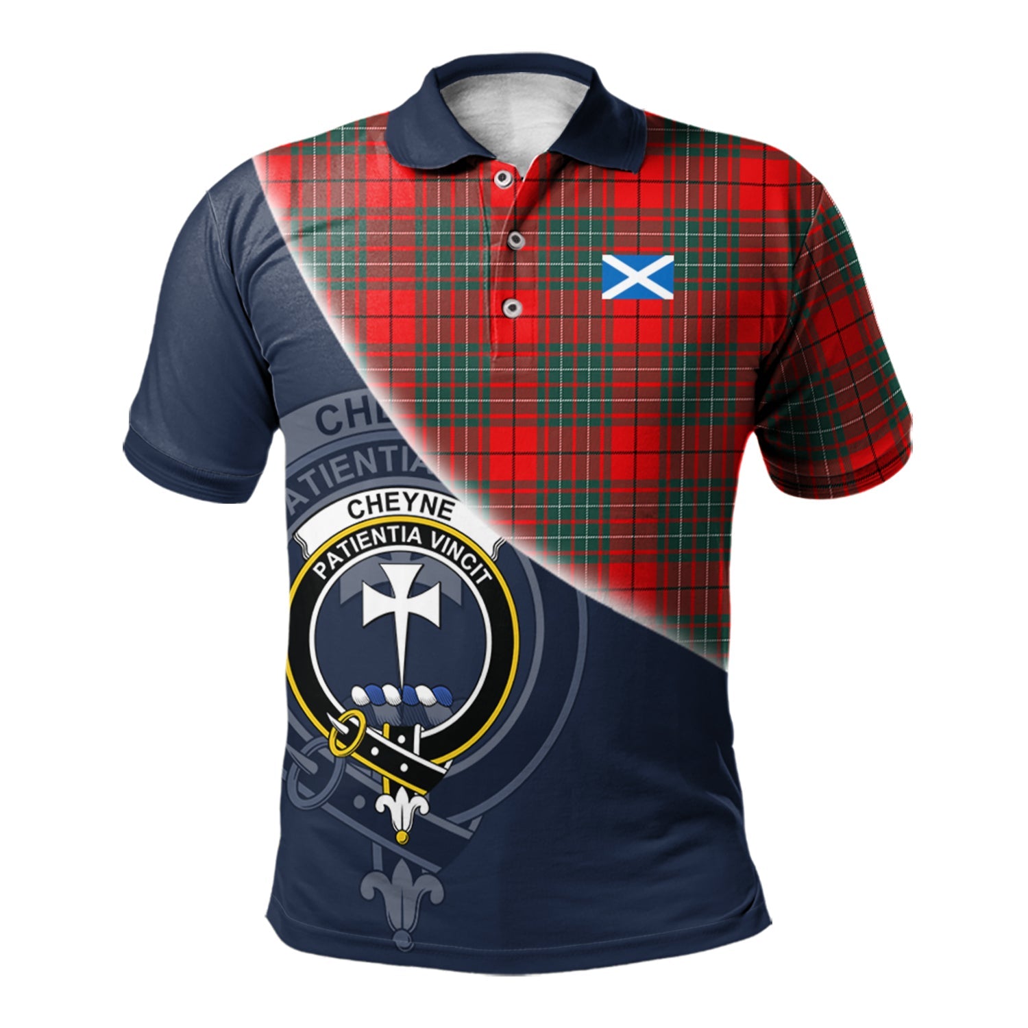 scottish-cheyne-clan-crest-tartan-scotland-flag-half-style-polo-shirt