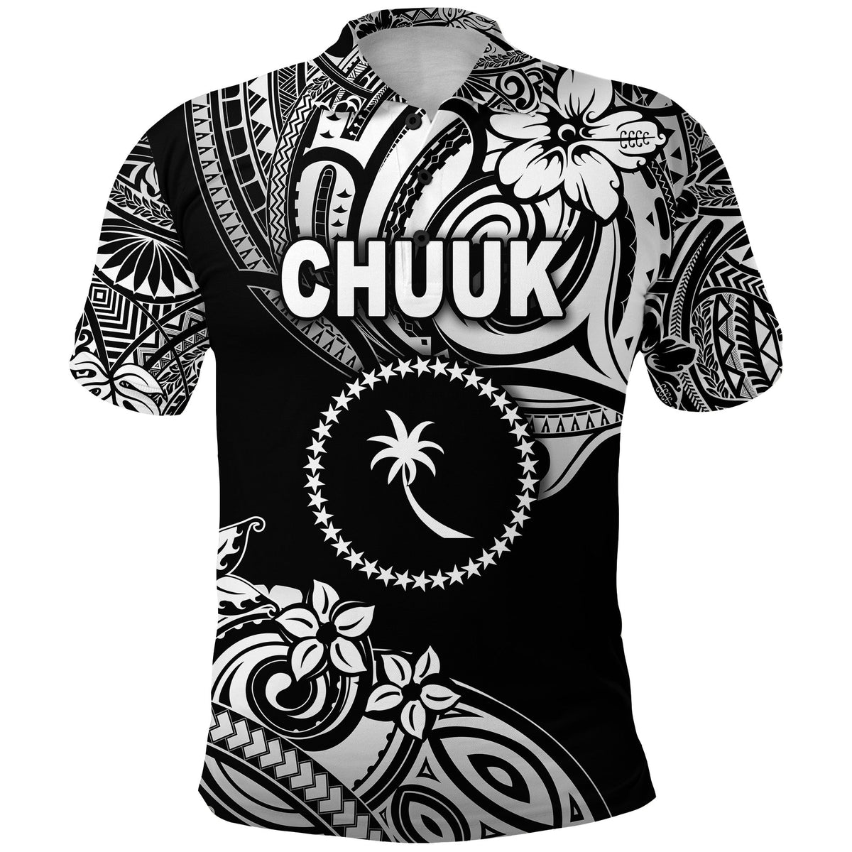 Custom FSM Chuuk Polo Shirt Unique Vibes Black LT8 - Wonder Print Shop