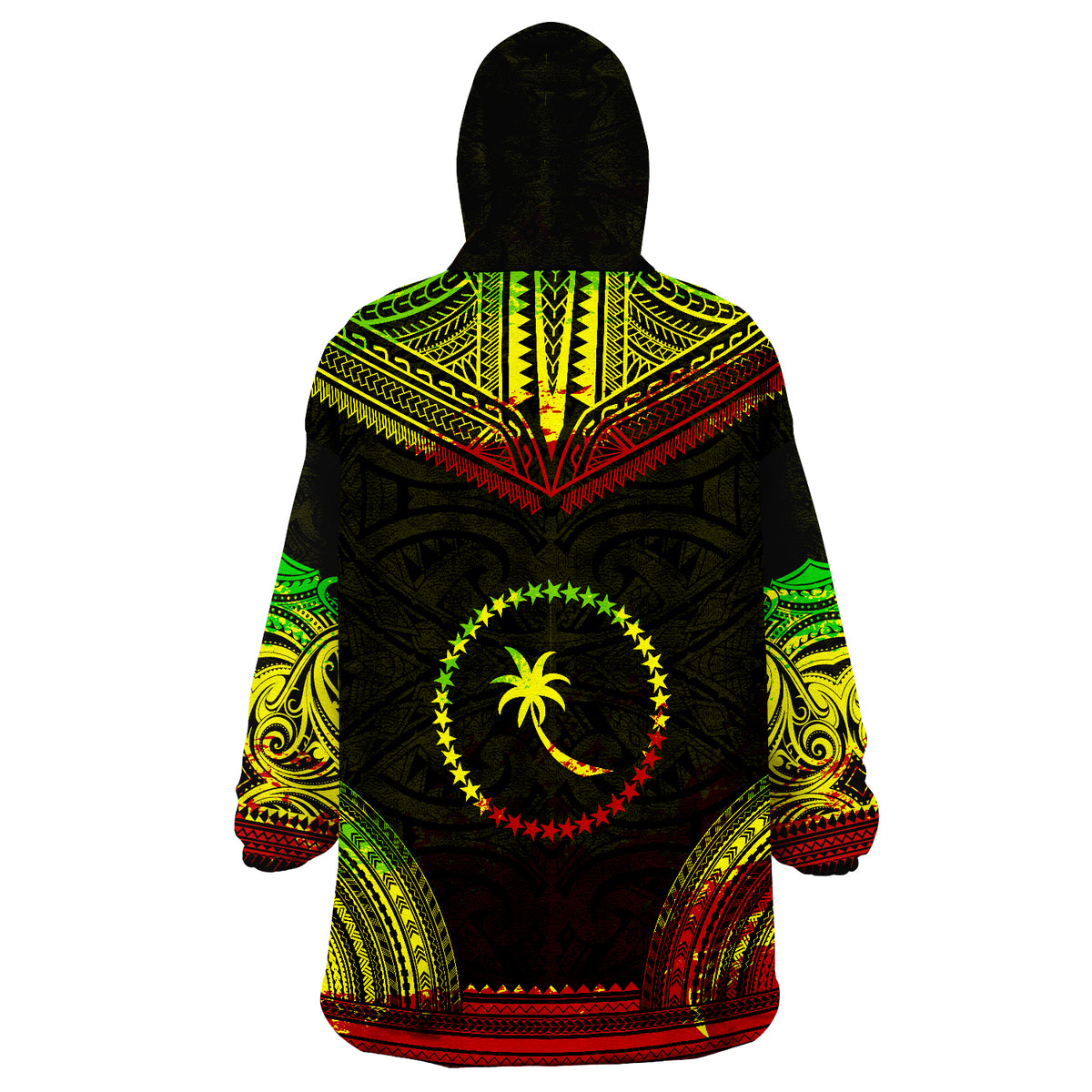 Chuuk Reggae Polynesian Tentacle Tribal Pattern Wearable Blanket Hoodie - Wonder Print Shop