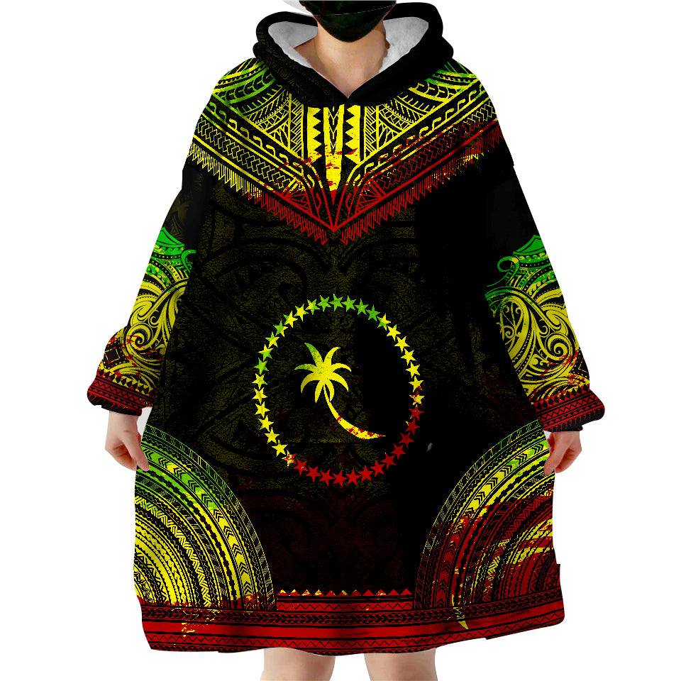 Chuuk Reggae Polynesian Tentacle Tribal Pattern Wearable Blanket Hoodie - Wonder Print Shop