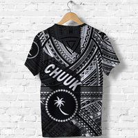 Black Chuuk T-shirt back view with 'CHUUK' lettering and circular island emblem graphic