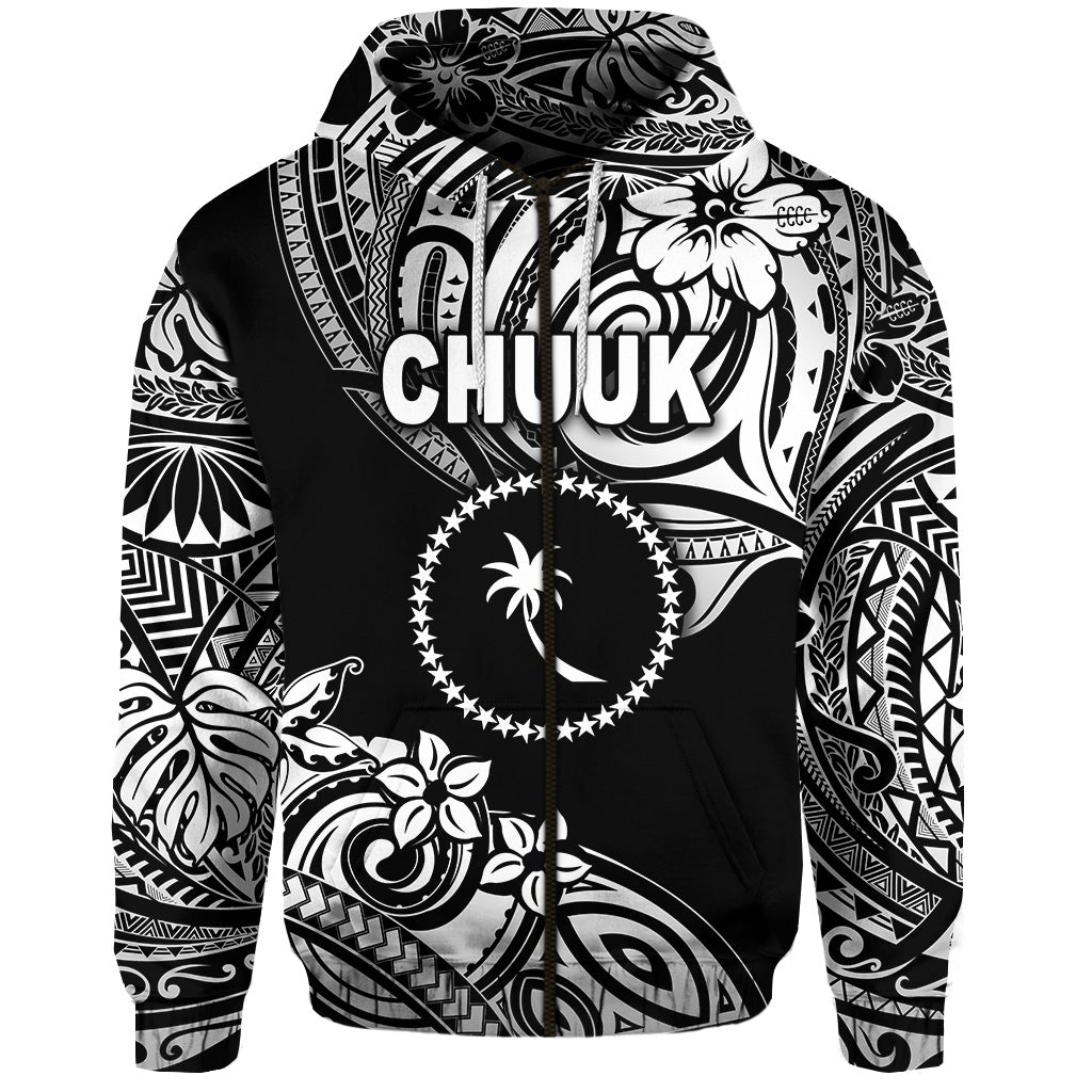 Custom FSM Chuuk Zip Hoodie Unique Vibes Black LT8 - Wonder Print Shop
