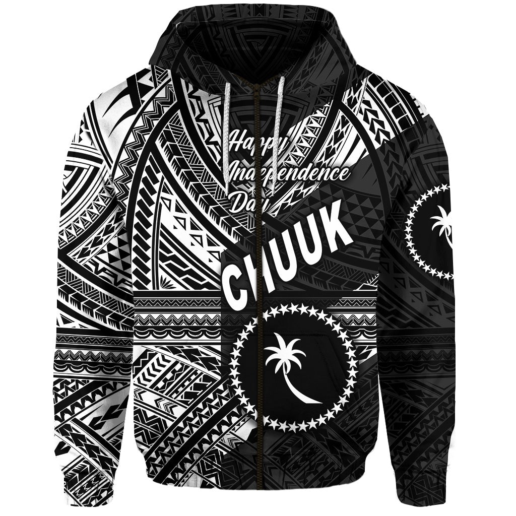 Custom FSM Chuuk Zip Hoodie Happy Independence Day Original Vibes Black LT8 - Wonder Print Shop
