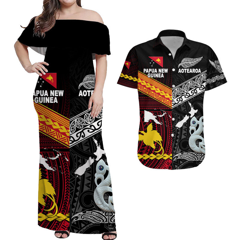 New Zealand Papua New Guinea Matching Hawaiian Shirt And Dress Together Black LT8 - Wonder Print Shop