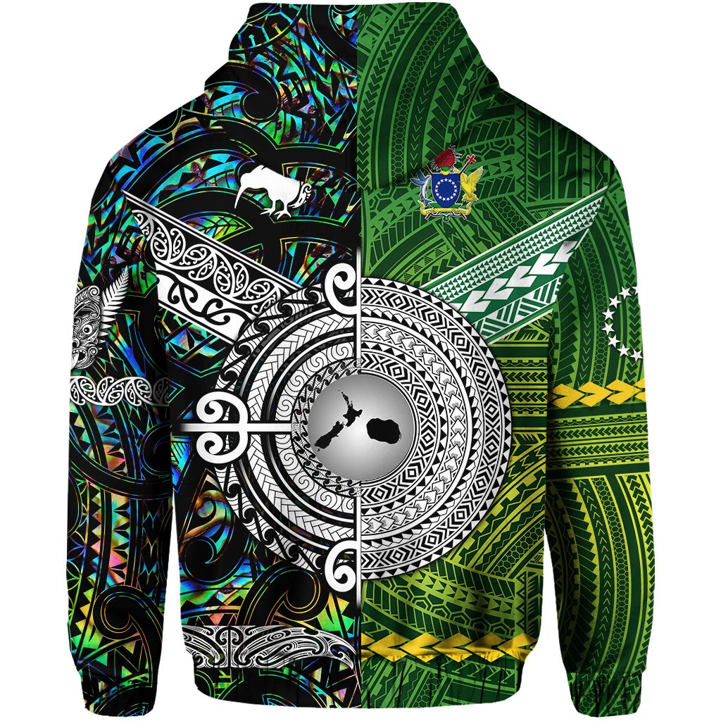 Custom New Zealand Cook Islands Zip Hoodie Together Paua Shell LT8 - Wonder Print Shop