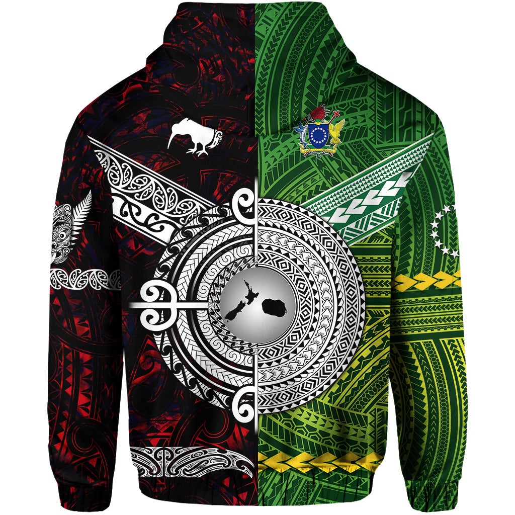 Custom New Zealand Cook Islands Zip Hoodie Together Red LT8 - Wonder Print Shop