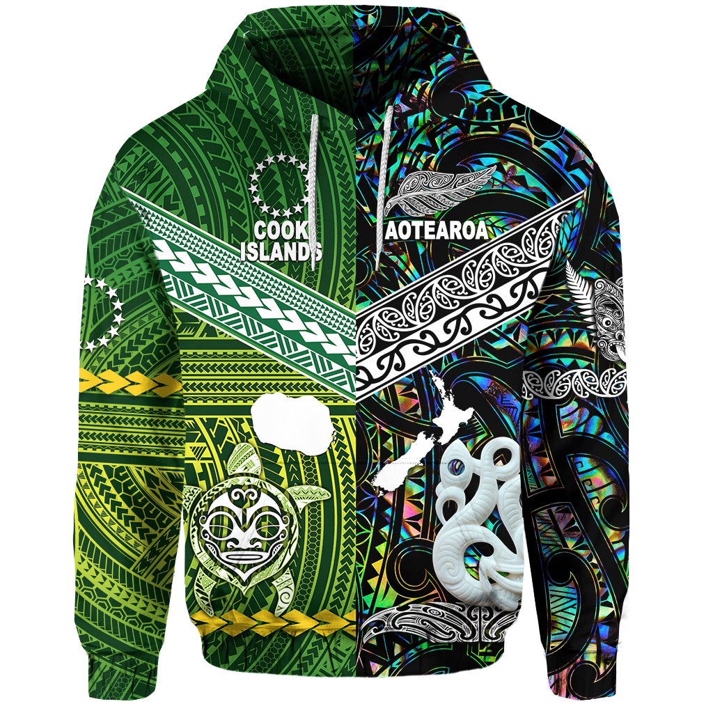 Custom New Zealand Cook Islands Hoodie Together Paua Shell, Custom Text And Number LT8 - Wonder Print Shop