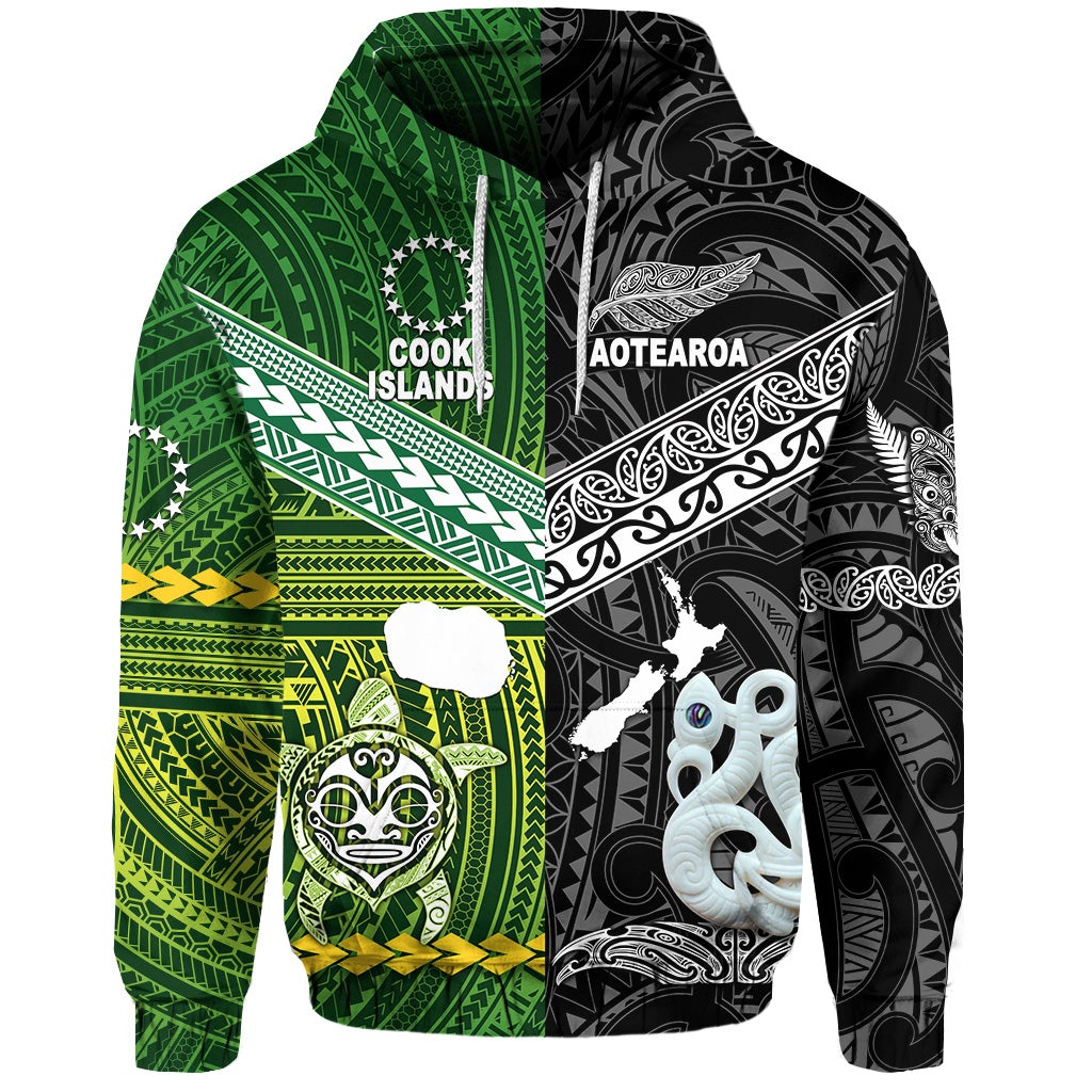 Custom New Zealand Cook Islands Hoodie Together Black, Custom Text And Number LT8 - Wonder Print Shop