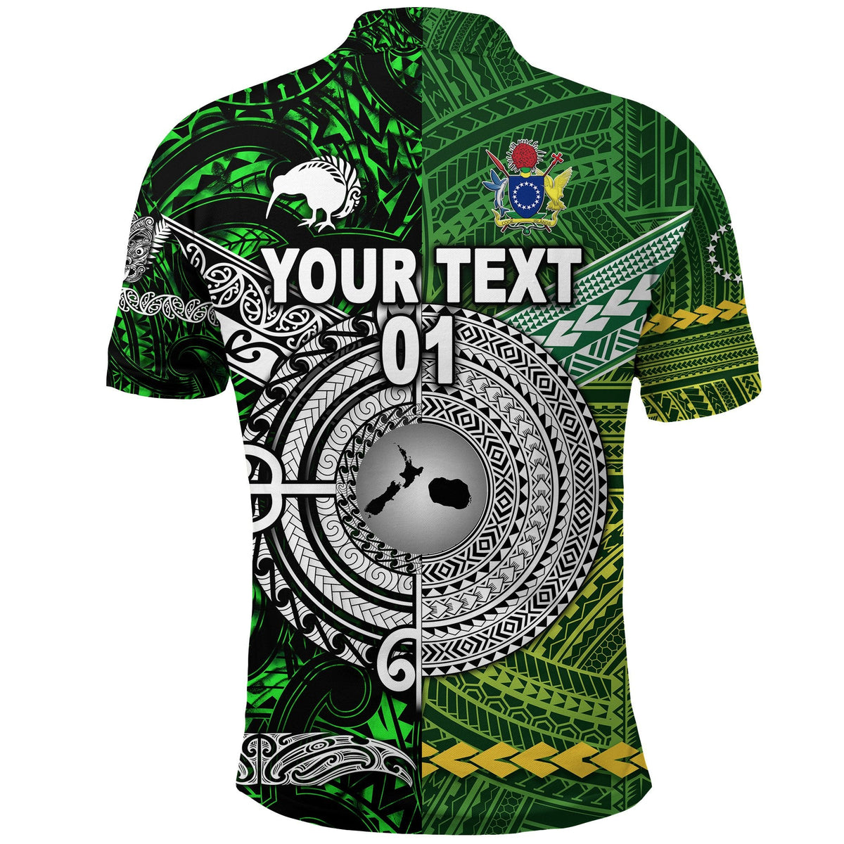 Custom New Zealand Cook Islands Polo Shirt Together Green, Custom Text And Number LT8 - Wonder Print Shop