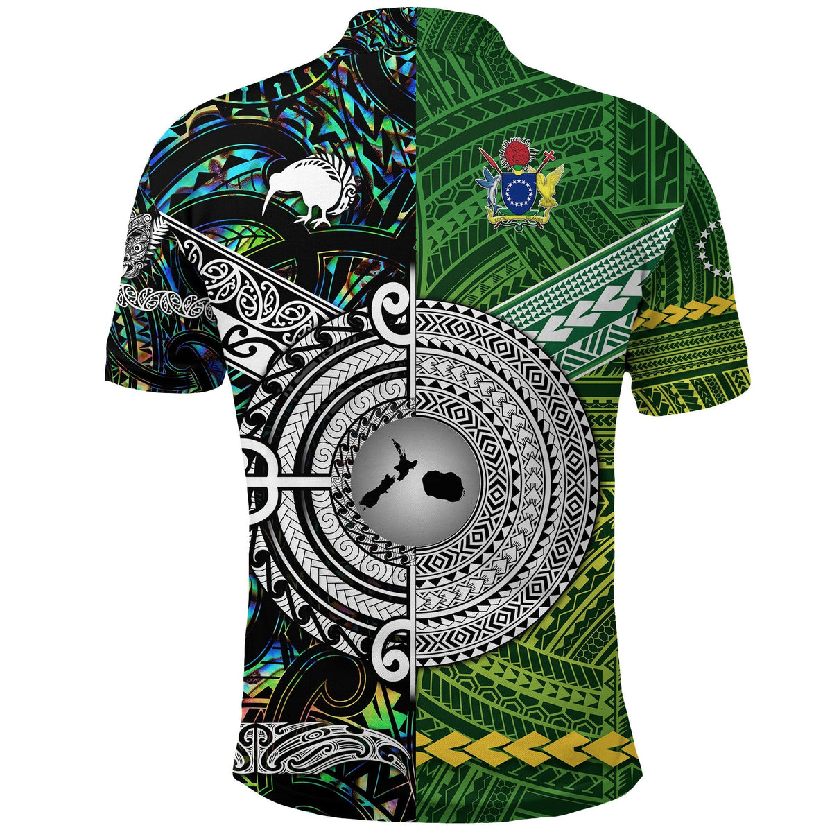 New Zealand Aotearoa Maori Polo Shirt Cook Islands Together Paua Shell LT8 - Wonder Print Shop