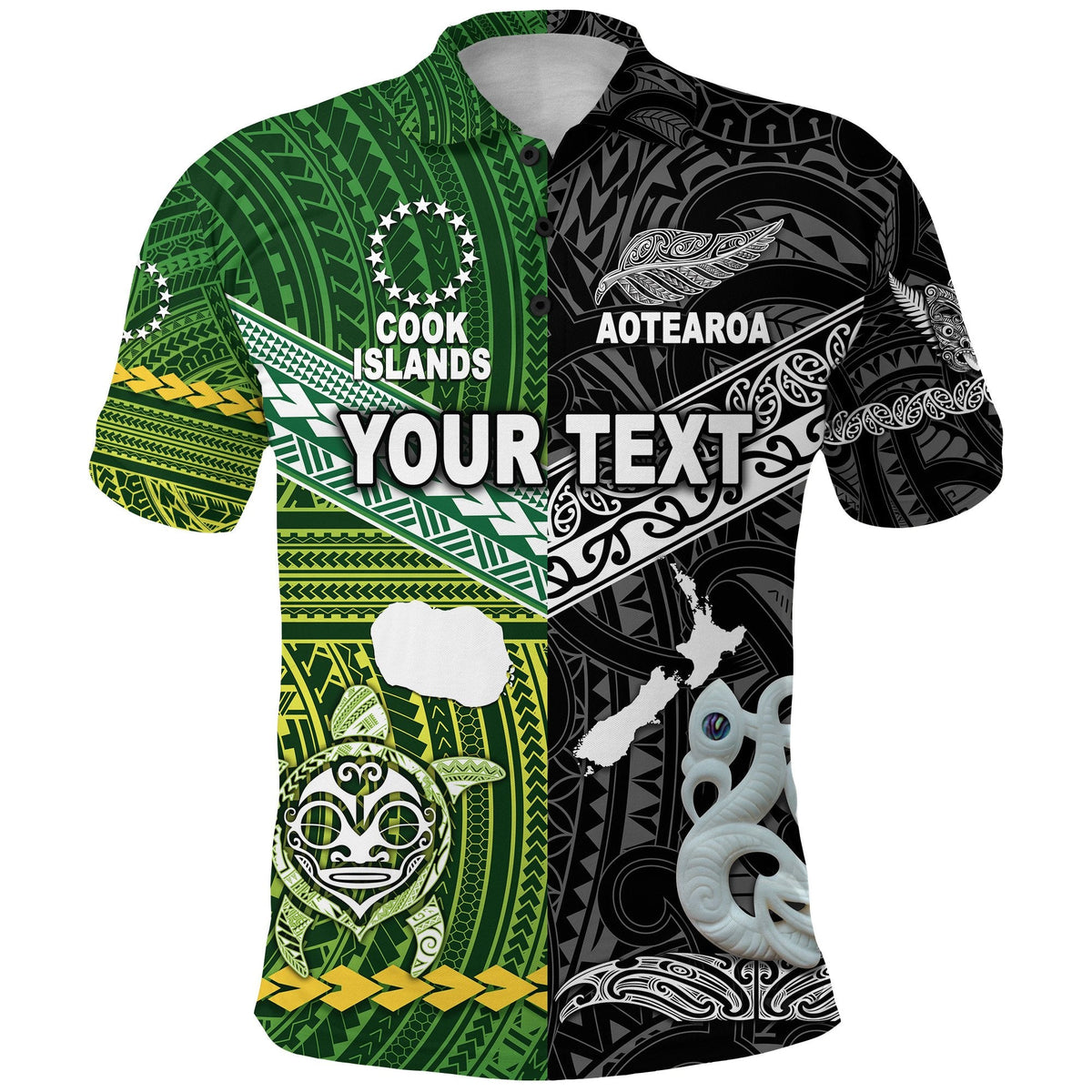 Custom New Zealand Cook Islands Polo Shirt Together Black LT8 - Wonder Print Shop