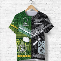 Custom New Zealand and Cook Islands T Shirt Together Black, Custom Text And Number LT8 - Wonder Print Shop