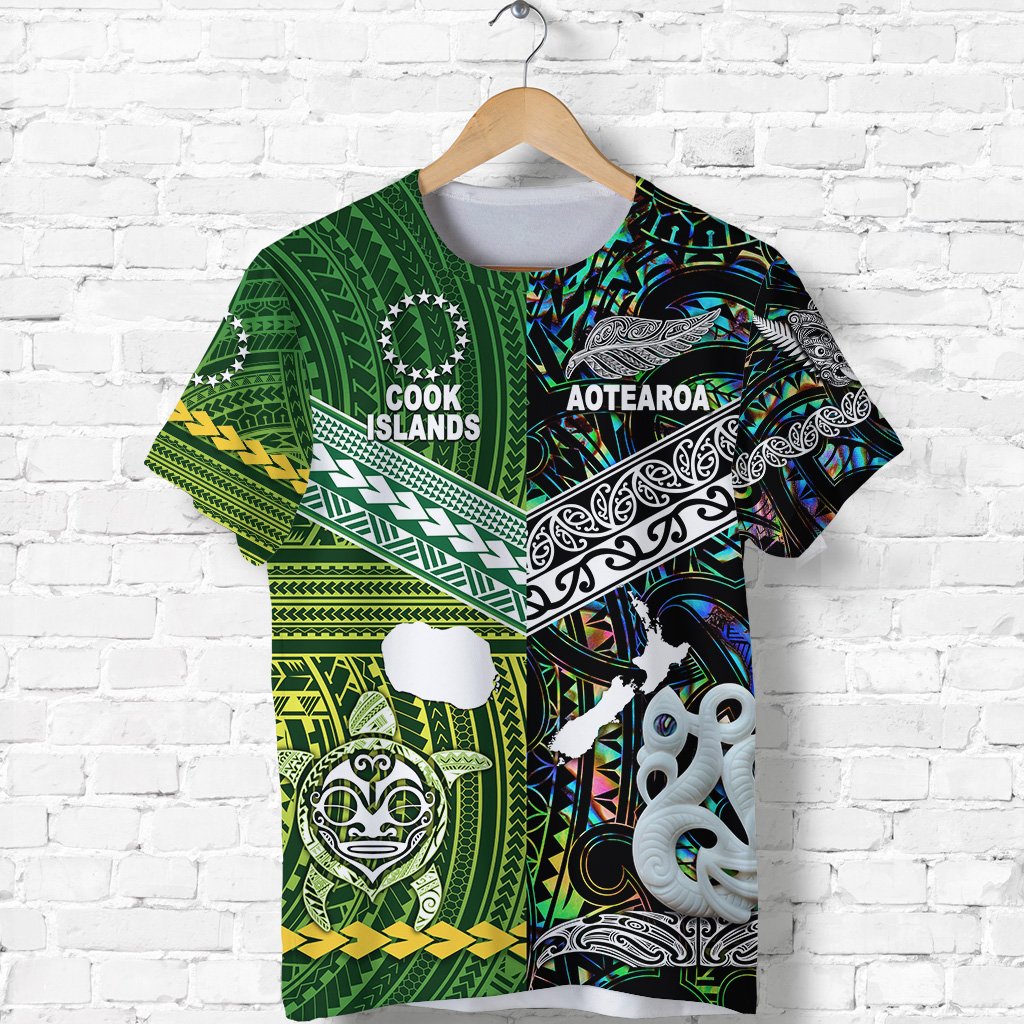 Custom New Zealand and Cook Islands T Shirt Together Paua Shell, Custom Text And Number LT8 - Wonder Print Shop