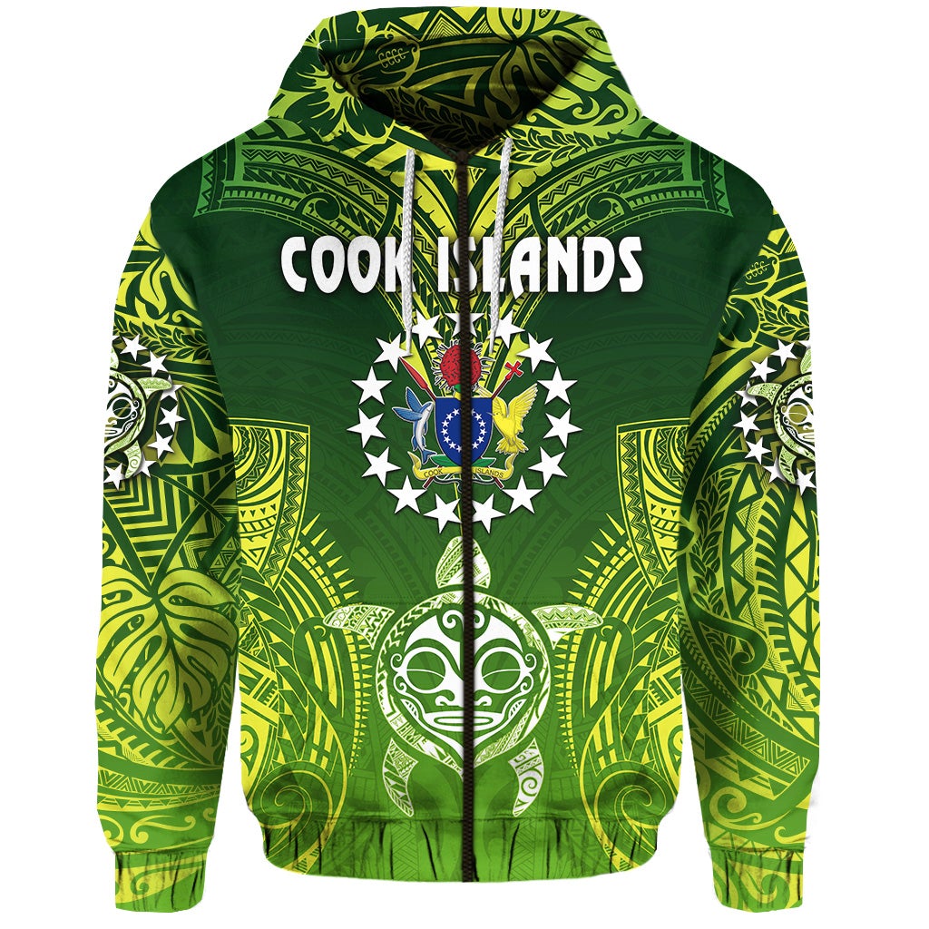 Custom Cook Islands Zip Hoodie Happy Independence Anniversary, Custom Text And Number LT8 - Wonder Print Shop
