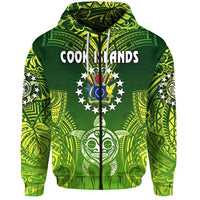 Custom Cook Islands Zip Hoodie Happy Independence Anniversary, Custom Text And Number LT8 - Wonder Print Shop