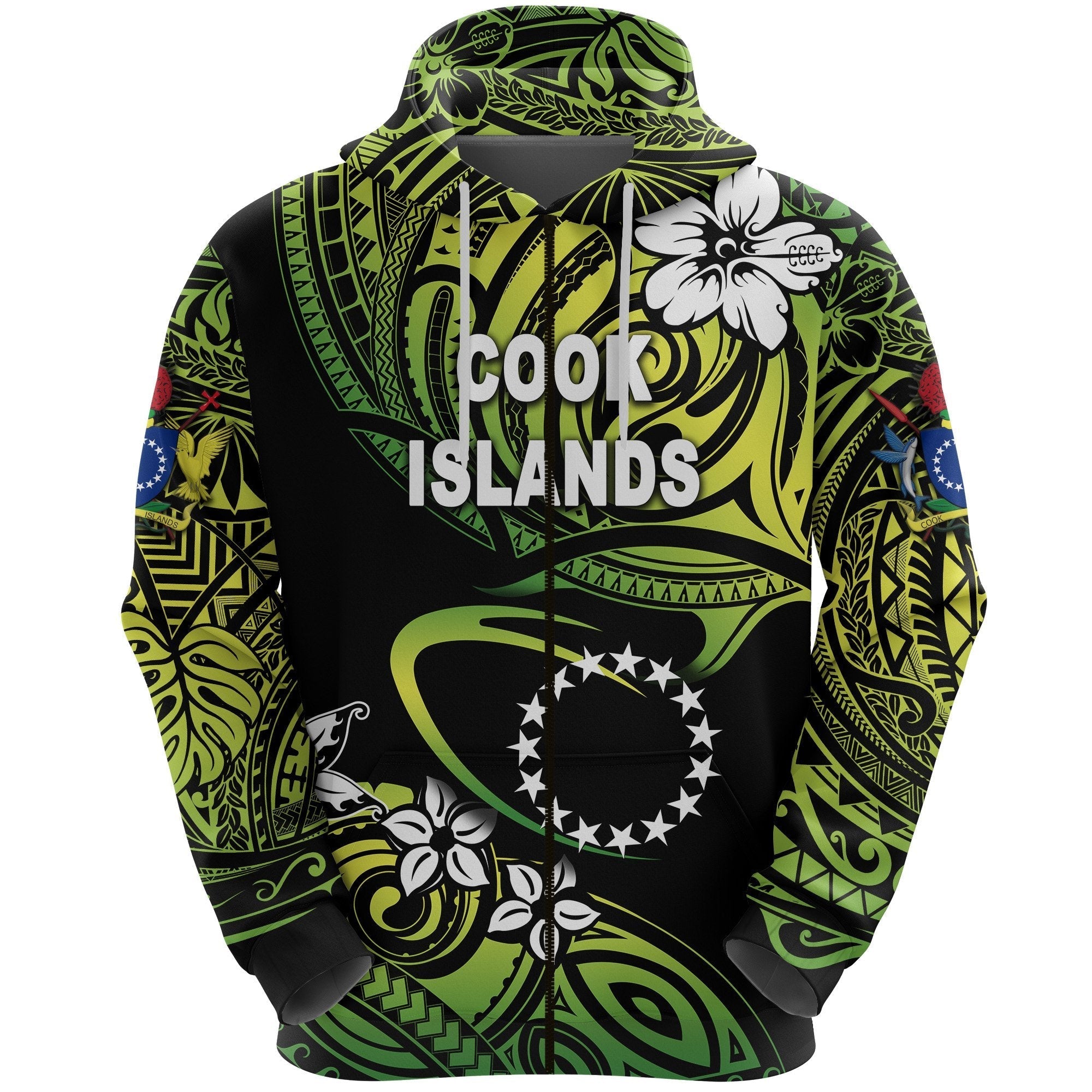 custom-personalised-cook-islands-rugby-zip-hoodie-unique-vibes-green-custom-text-and-number