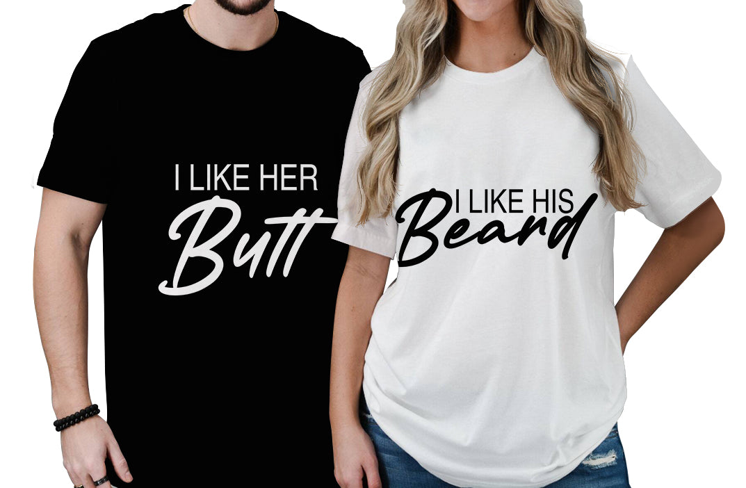 Valentine Day Couple T Shirt I Like Beard I like Butt No.3 LT6 - Wonder Print Shop