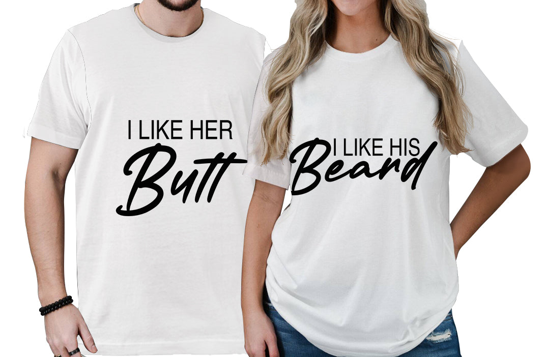 Valentine Day Couple T Shirt I Like Beard I like Butt No.2 LT6 - Wonder Print Shop