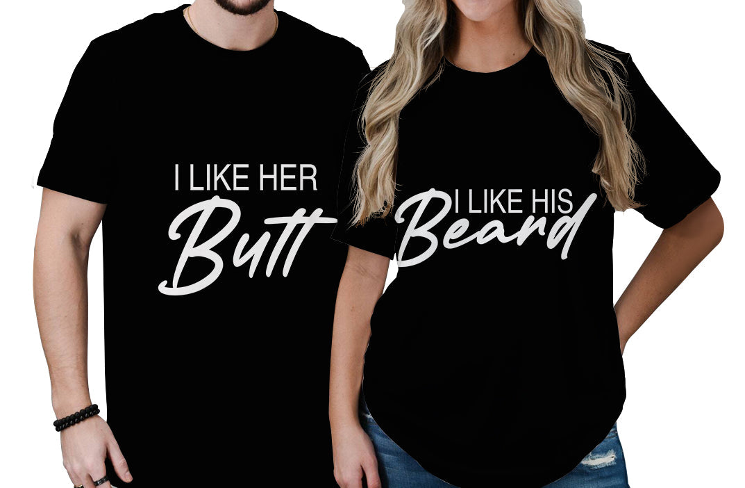 Valentine Day Couple T Shirt I Like Beard I like Butt No.1 LT6 - Wonder Print Shop