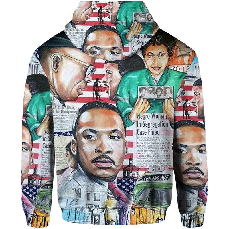 Civil Rights Leaders Hoodie Newspaper Art Version LT8 - Wonder Print Shop