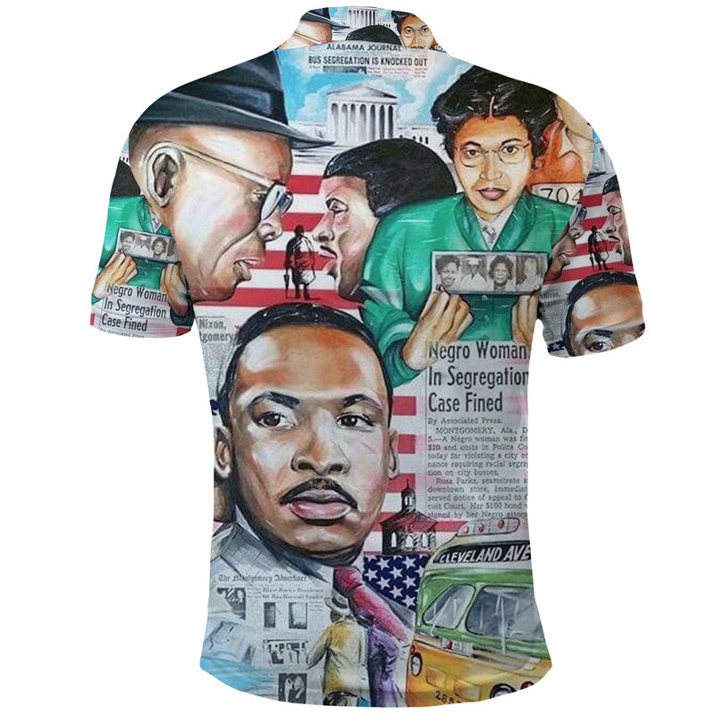 Civil Rights Leaders Polo Shirt Newspaper Art Version LT8 - Wonder Print Shop