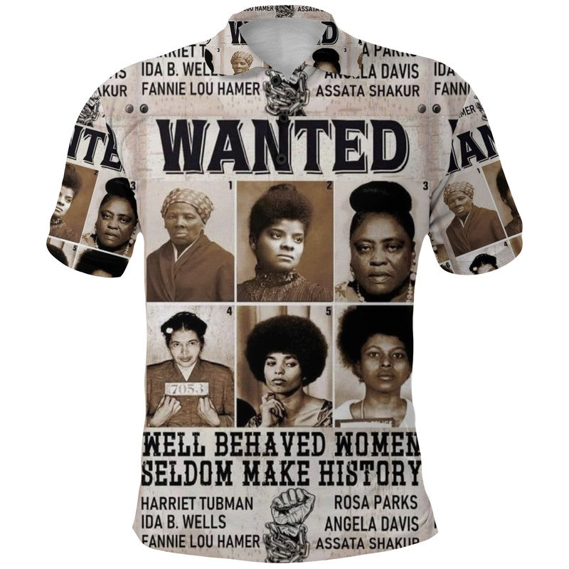 Civil Rights Female Leaders Polo Shirt Wanted Version LT8 - Wonder Print Shop