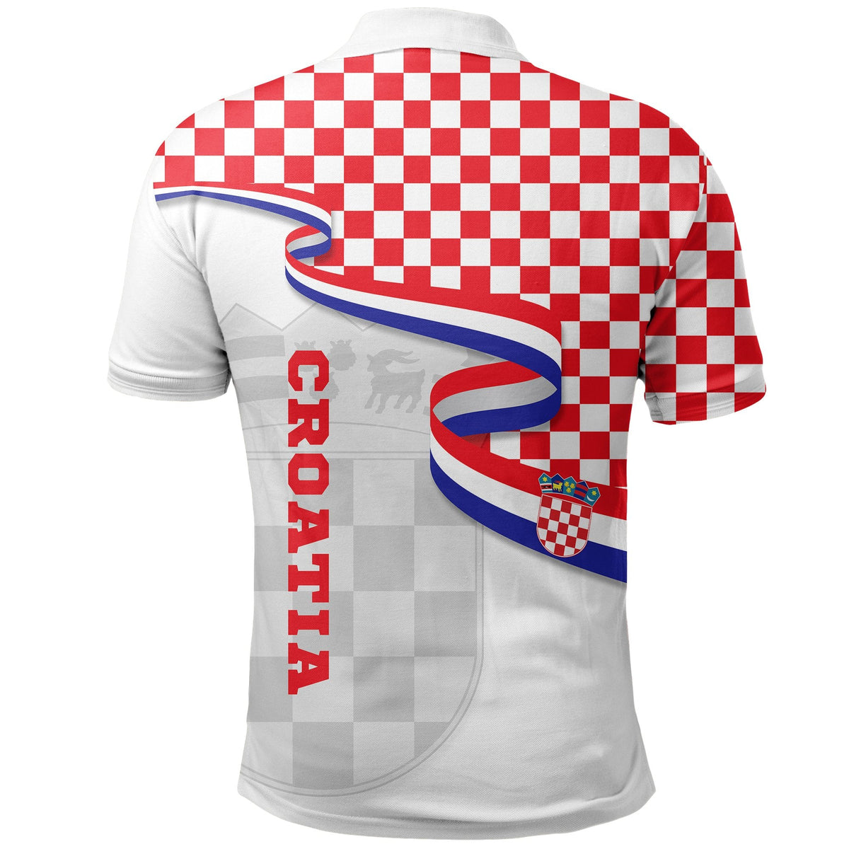 Croatia Polo Shirt, Waving Ribbon Hrvatska Golf Shirts - Wonder Print Shop