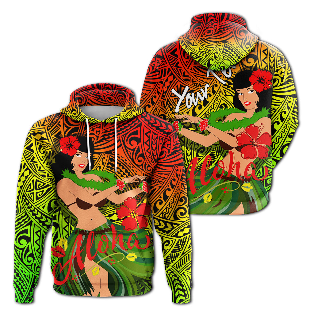 Custom Hawaii Hula Girl Reggae Hoodie LT2 - Wonder Print Shop