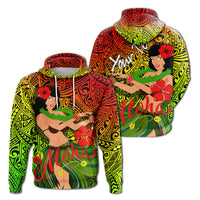 Custom Hawaii Hula Girl Reggae Hoodie LT2 - Wonder Print Shop