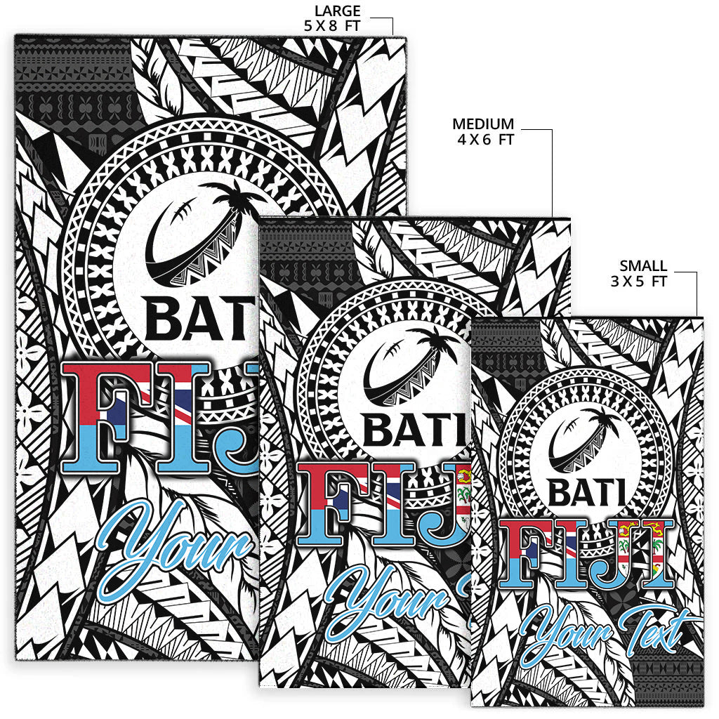 Custom Personalised Fiji Rugby Bati Tapa Pattern Area Rug LT2 - Wonder Print Shop