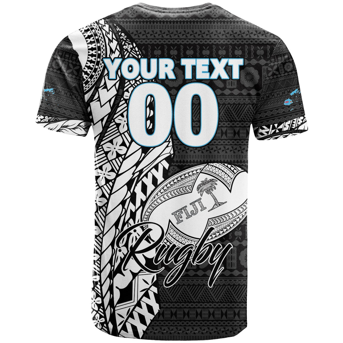 Custom Fiji Rugby Bati Tapa Pattern T Shirt LT2 - Wonder Print Shop