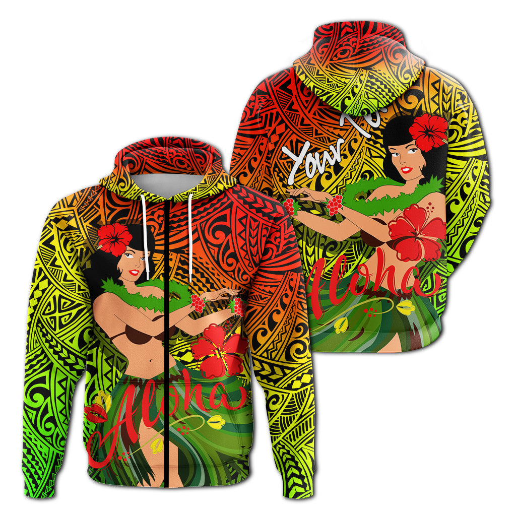 Custom Hawaii Hula Girl Reggae Hoodie LT2 - Wonder Print Shop