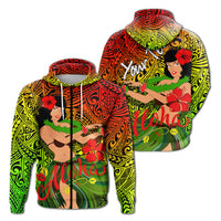 Custom Hawaii Hula Girl Reggae Hoodie LT2 - Wonder Print Shop