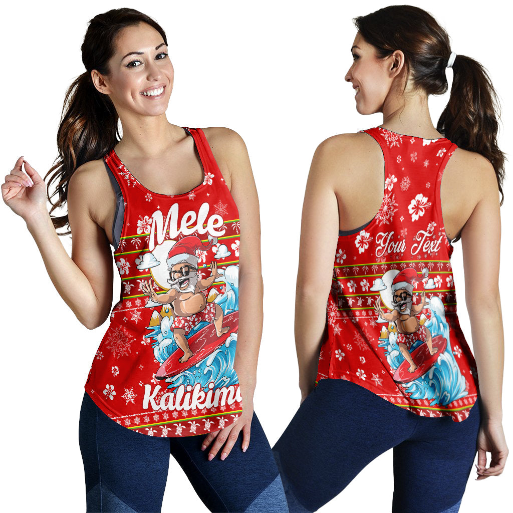 Custom Personalised Hawaii Christmas Santas Surf Mele Kalikimaka Women Tank Top LT2 - Wonder Print Shop
