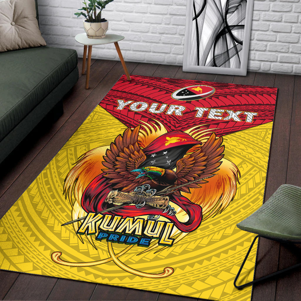 Custom Personalised Papua New Guinea Rugby Kumul Pride Area Rug LT2 - Wonder Print Shop