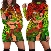 Custom Personalised Hawaii Hula Girl Reggae Hoodie Dress LT2 - Wonder Print Shop