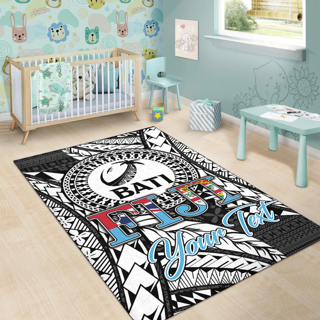 Custom Personalised Fiji Rugby Bati Tapa Pattern Area Rug LT2 - Wonder Print Shop