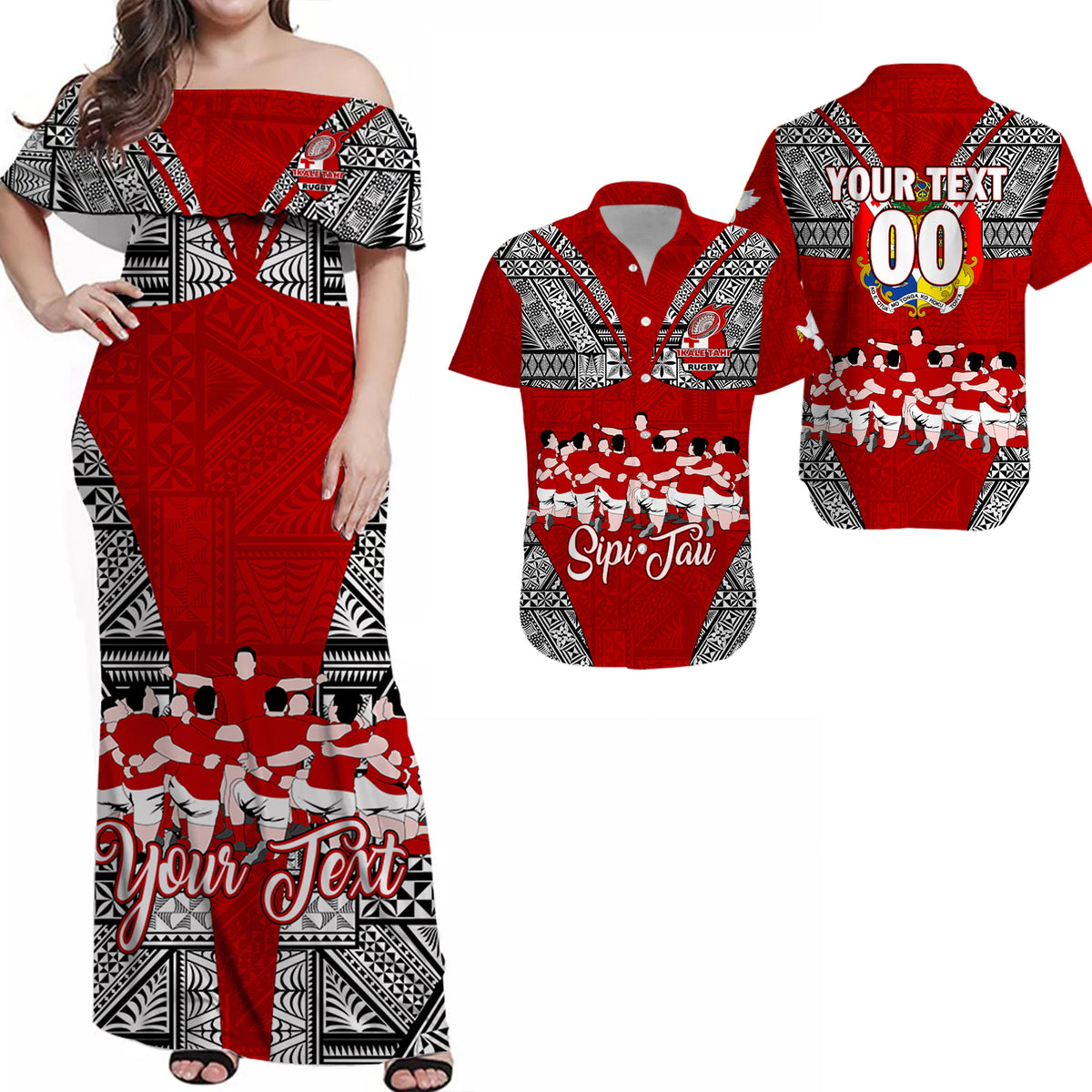 Personalised Tonga Rugby Ikale Tahi Sipi Tau Matching Hawaiian Shirt And Dress - LT2 - Wonder Print Shop