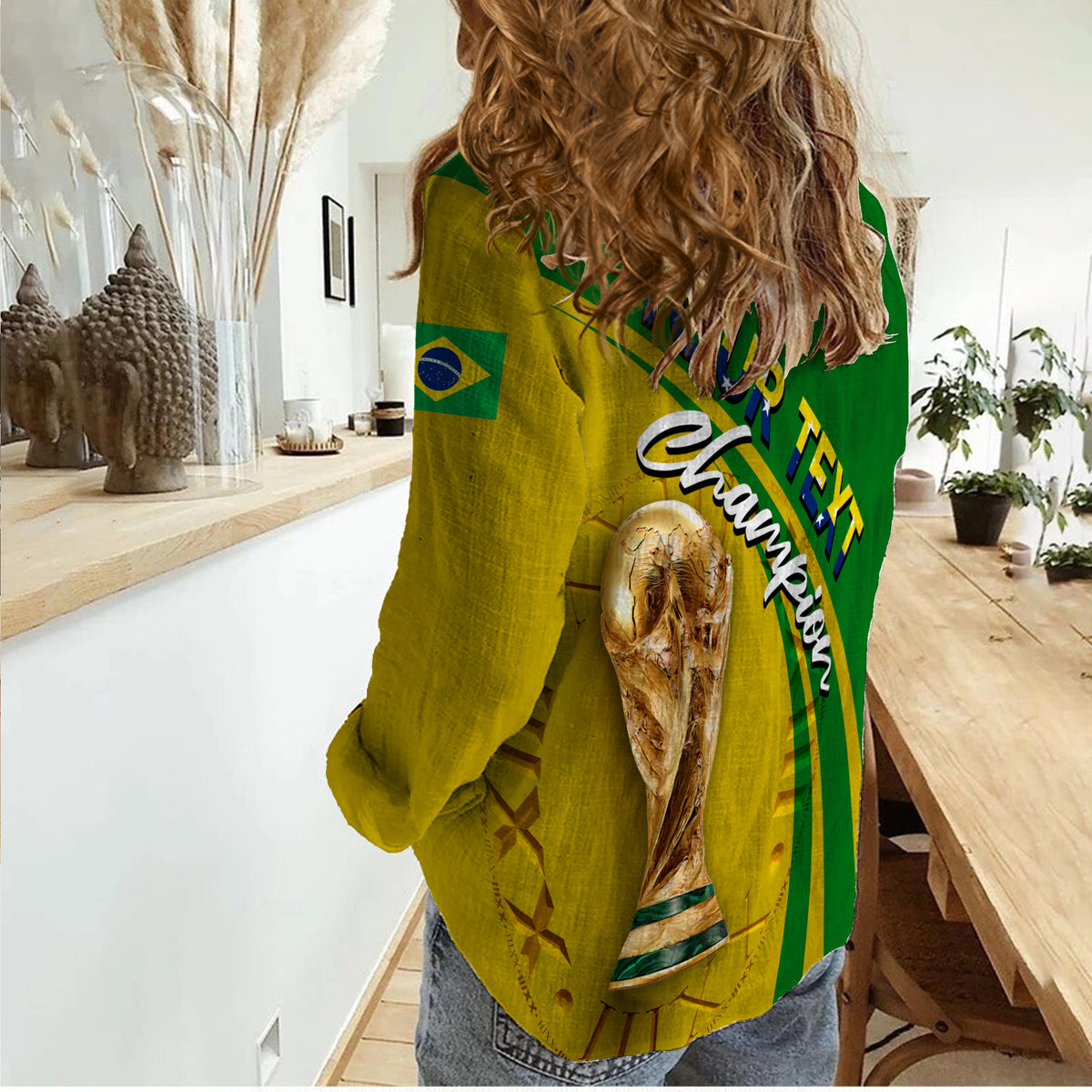 (Custom Personalised) Brazil Football World Cup 2022 Women Casual Shirt - LT2 - Wonder Print Shop